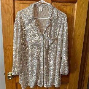 Sew In Love Shimmering Gold Sequin Top